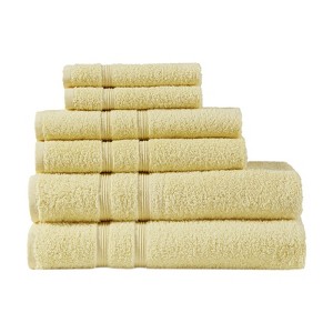 SEVOBAL Bath Towel and Washcloth Sets 6 Piece Turkish Cotton Towel Set with Anti-Microbial Treatment for Bathroom Use, Yellow, 14.5"*9.8"*5.5" - 1 of 4