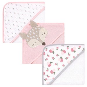 Hudson Baby Infant Girl Cotton Rich Hooded Towels, Fawn, One Size - 1 of 4