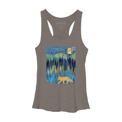 Women's Design By Humans Fox Forest Night By Maryedenoa Racerback Tank Top