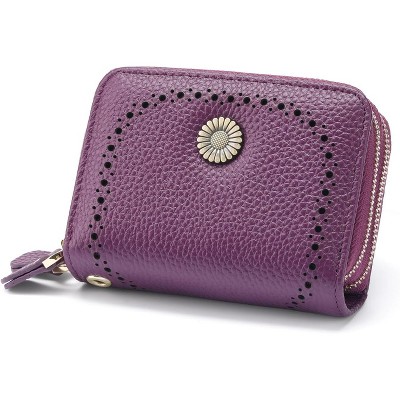 BEAFUP Womens Wallets,Small Genuine Leather Wallet RFID,Wallet Women Double Zipper Pocket Leather Ladies Wallet