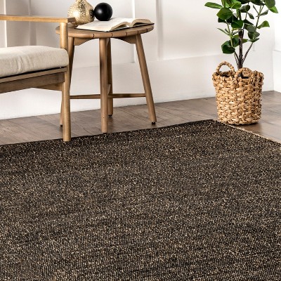 Charcoal 9' x 12' Handmade Jute Cotton Blend Area Rug