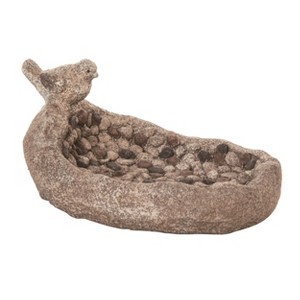 Transpac Resin 13.75" Gray Spring Faux Pebble Birdbath - 1 of 2