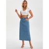 INSPIRE CHIC Women's Denim High Waisted Swiss Dots Back Slit Casual Column Midi Skirt - 2 of 4