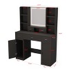 Makeup Vanity Table, Vanity Desk Set with Large Mirror, LED Lights and Power Outlet, Makeup Desk with Drawers and Storage Shelves - 4 of 4