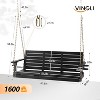 VINGLI Heavy Duty 1600 LBS HDPE Porch Swing Outdoor with Rotatable Cup Holder, 5 FT Patio Bench Swing with Adjustable Chains, - Black - 3 of 4
