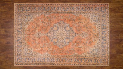 Handmade Rectangular Red and Blue Synthetic Rug