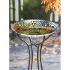 18" Glass Bird Bath, Moasic Translucent and Metallic Finish - 3 of 4