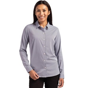 Cutter & Buck Skyline Epic Confidence Recycled Gingham Womens Long Sleeve Dress Shirt - 1 of 2