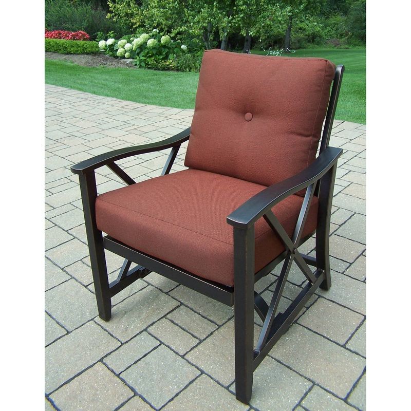 2pk Deep Seating Rocking Chairs with Cushions - Dark Red - Oakland Living, 4 of 6