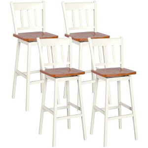Costway Set of 4 Swivel Bar Stools 30.5'' Pub Height Dining Bar Chairs Cream\Black - 1 of 4