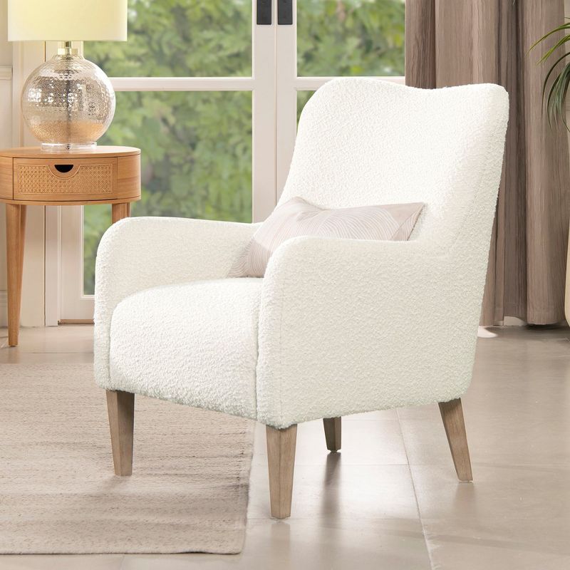 Nimbus 27.5" Curved Accent Chair, Ivory White Boucle, 2 of 10