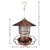 SEVOBAL Pet Bowl Vintage Bronze Bird Feeder with Petal Roof, Garden Wildlife Feeding Station for Bird Lovers, Brown, 8.27"*8.27"*5.51" - 3 of 4