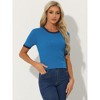 Allegra K Women's Casual Short Sleeve Color Block Knitted Tops - 2 of 4