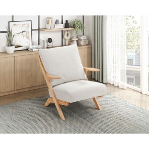 PAGED Chenille Accent Chairs,Arm Chair with Reversible Back,Comfy Chairs for Living Room,Bedroom - 1 of 4