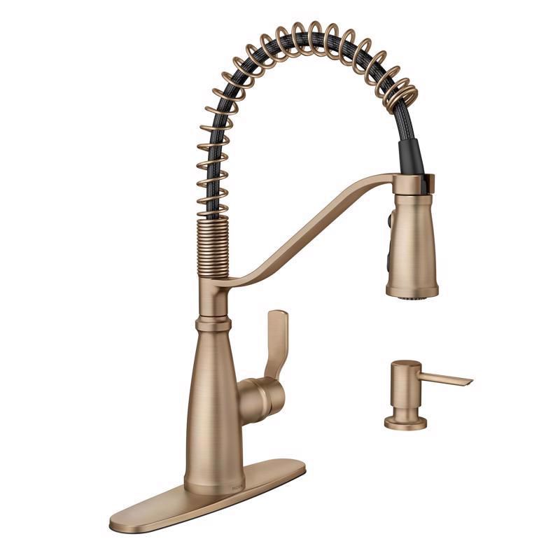Moen Nolia One Handle Bronzed Gold Pull-Down Kitchen Faucet, 1 of 2