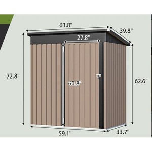 Ridstar 63.8 in. W Outdoor Multi-Purpose Steel Storage Shed with Lockable Door & Ventilation Openings-Brown - 1 of 4