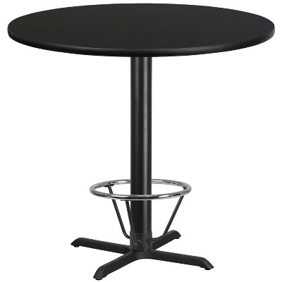 Flash Furniture 42'' Round Black Laminate Table Top with 33'' x 33'' Bar Height Table Base and Foot Ring