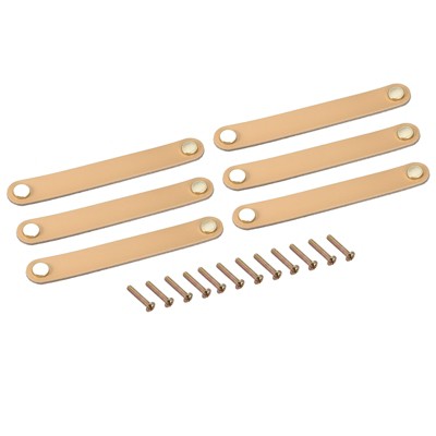 Unique Bargains Leather Dresser Door Drawer Knobs and Pulls with Screws 6 Pcs