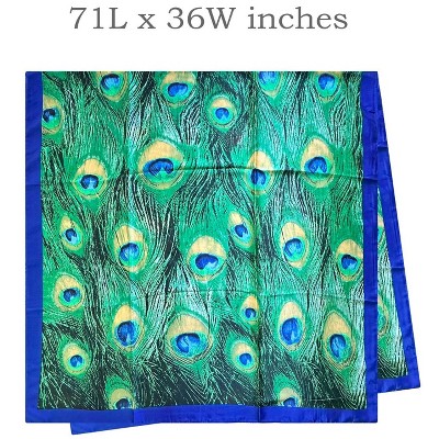 Wrapables Silk Like Satin Polyester Large Scarf Wrap, Peacock Feathers - image 2