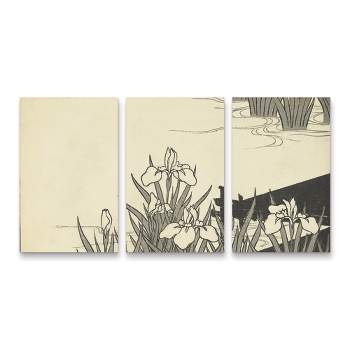 Trademark Fine Art Unknown  Japanese Irises A 3 Piece Panel Set Art