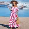 Women's Off-Shoulder Ruffle Smoked Waist Printed Maxi Dress - Cupshe - 3 of 4