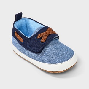 Baby Boys' Chambray Boat Shoes - Cat & Jack™ Blue - 1 of 4