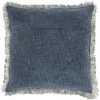 HomeRoots 22" Navy Blue Cotton Throw Pillow With Fringe and Texture - 4 of 4