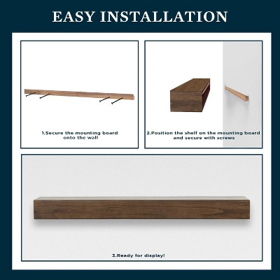 Dakota 72" Mocha Pine Wood Rustic Fireplace Mantel Shelf