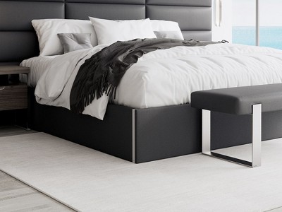VANT Upholstered Platform Bed - California King Size - Zigrino Shadow - Easy Assembly Bed Frame - Sleek Modern Design for Any Bedroom