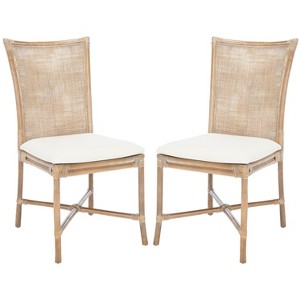 Chiara Rattan Accent Chair W/Cushion (Set of 2) - ACH6512 - White/Grey White Wash - Safavieh - 1 of 4