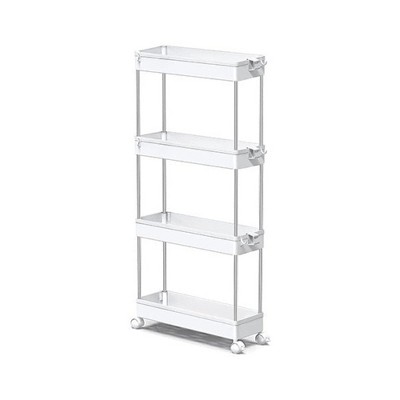 Apex Vanguards White Rolling Laundry Shelving Basket