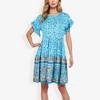 Anna-Kaci Women's Bohemian Floral Print Short Sleeve Swing Fashion Dress With Crew Neckline - 3 of 4