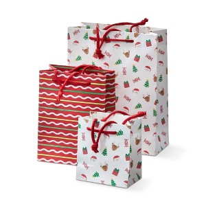 tag Holiday Cheer Multicolor Gift Bag - Perfect for Christmas Gifts, 5" L x 5.5" W x 3" H, Dust Clean Paper Design - 1 of 2