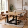 HomeRoots 60" Natural and Black Solid Wood And Iron Frame Base Square Dining Table - 2 of 4
