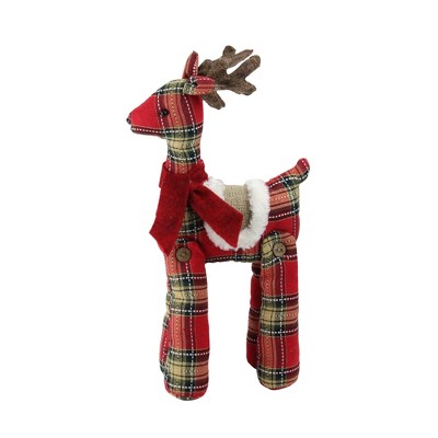 Northlight 16.5" Red and Brown Plaid Standing Reindeer Christmas Decoration