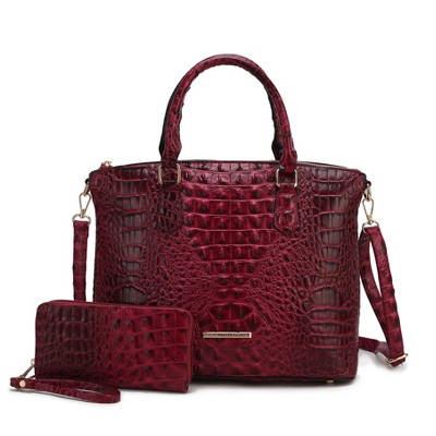 MKF Collection Liora Women's Croc Embossed Tote & Wallet Set Functional by Mia K