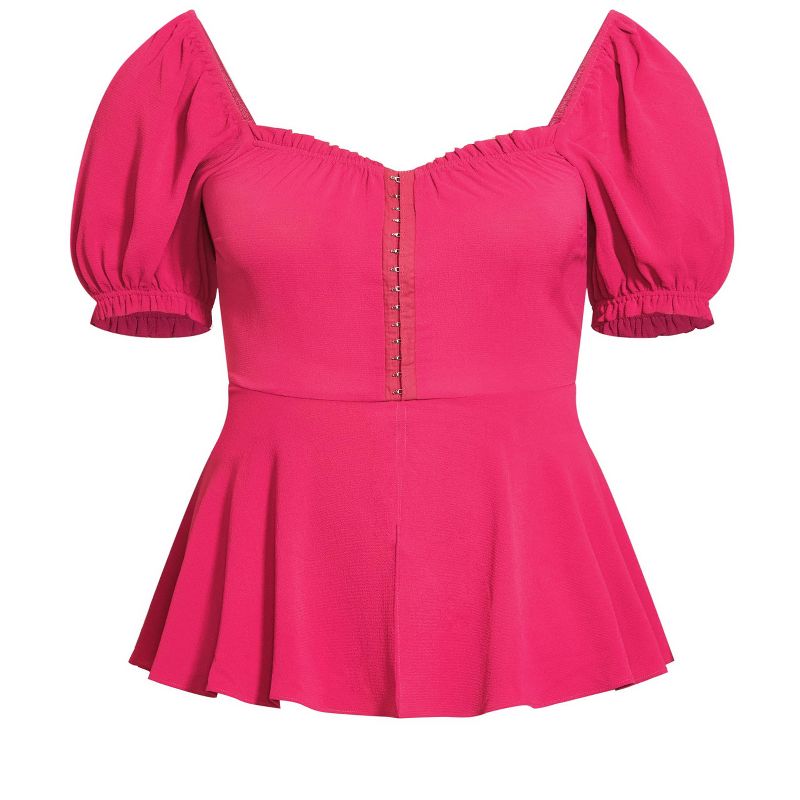 Women's Plus Size Quirky Top - raspberry | CITY CHIC, 3 of 4