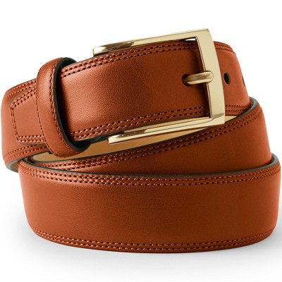 Braided elastic cognac belt in bonded leather