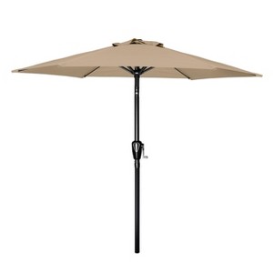 XIYUYEU 7.5 ft Shade Canopy with Push Button Tilt/Crank, 6 Sturdy Ribs for Outdoor Patio, Pool, without Base, Tan - 1 of 4