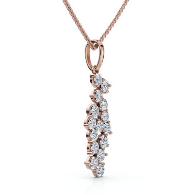 Pompeii3 1/3Ct Cascading Diamond Pendant Necklace 14k Gold Lab Created