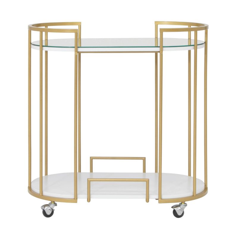 Pavillion 2 Tier Oval Bar Serving Cart Shelves with Glass Mirror Gold - studio designs, 1 of 15