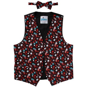 HalloweenCostumes.com One Size Fits Most   Dr. Seuss The Cat in the Hat & Thing 1 Thing 2 Vest & Bow Tie Costume Kit, Black/Blue/Red - 1 of 4