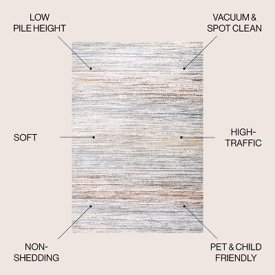 Gray and Blue Striped Synthetic Reversible Area Rug