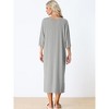 cheibear Women's Soft Three Quarter Sleeve Solid Slit Hem Pajama Dress - 3 of 4