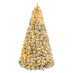 Vivatrees 6 Ft Prelit Artificial Christmas Tree, with Warm White Lights, Snow Flocked, Metal Stand, Hinged Branches, Xmas Tree for Decor, White - 1 of 4