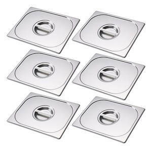 BIRDROCK HOME Stainless Steel Steam Table Pan Lids, 24 Gauge Steel, Fits 1/2-Size Hotel Pans, Perfect for Meal Prep, Cooking & Food Storage (6 Pack) - 1 of 4