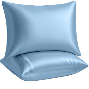 BLISSFORD Satin Pillowcase with Zipper, Satin Pillow Cases 2 Pack, Silk Pillow Cover - 1 of 4