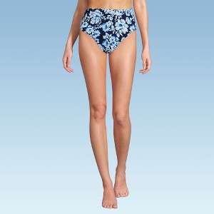 Lands' End Women's Ribbed Smoothing High Waisted Bikini Bottoms - 1 of 3