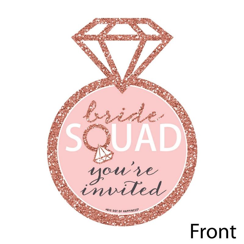Big Dot of Happiness Bride Squad - Shaped Fill-in Invites - Rose Gold Bridal Shower or Bachelorette Party Invitation Cards with Envelopes - Set of 12, 2 of 7