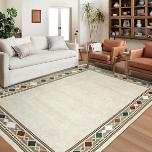 Hallway Runner Rug, Washable Modern Geometric Carpet, Low Pile Foldable Non-Slip Rug for Bedroom, Living Room, Laundry - 1 of 4